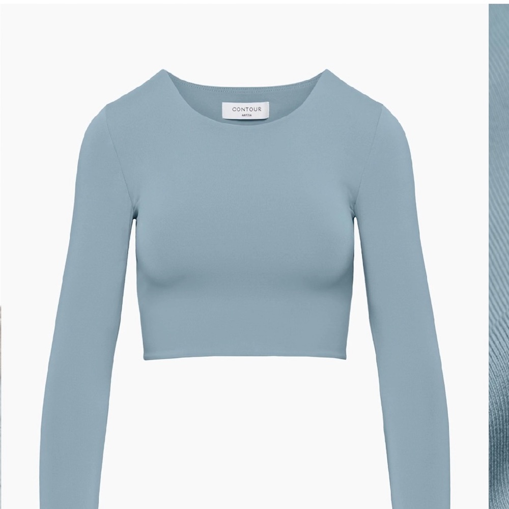 Aritzia Light Blue Long Sleeve Crop Top